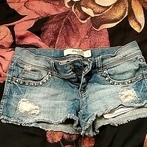 Super cute jean shorts with metal spike detailing